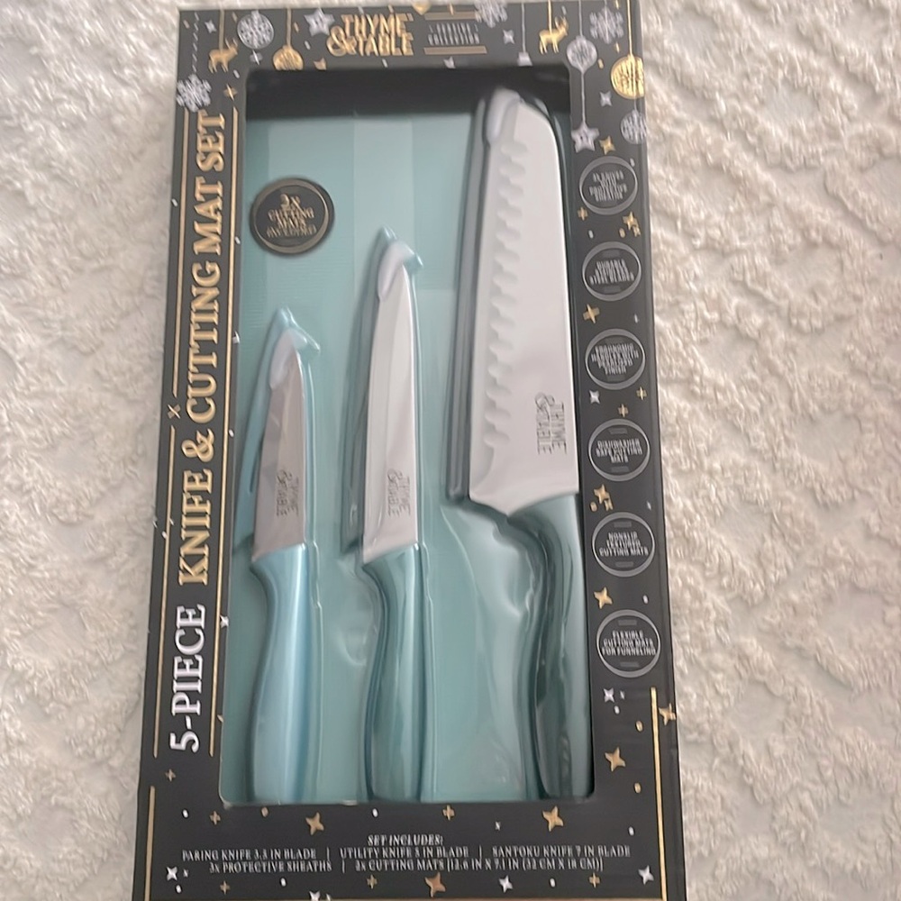 Thyme & Table, 5-Piece Knife & Cutting Mat Set
